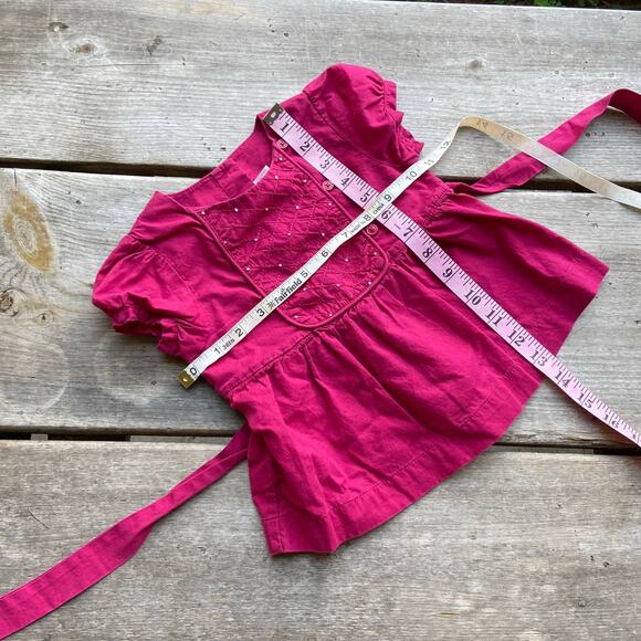 Janie and Jack Girls Top Size 18-24 Months Parisian Park Quilted Bib Pink - Picture 7 of 8